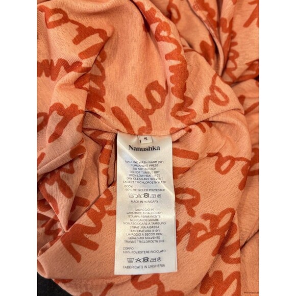 Nanushka Womens Dress Orange Alexa Scribble Logo Midi Bodycon Ruched Cami Small - Picture 5 of 12